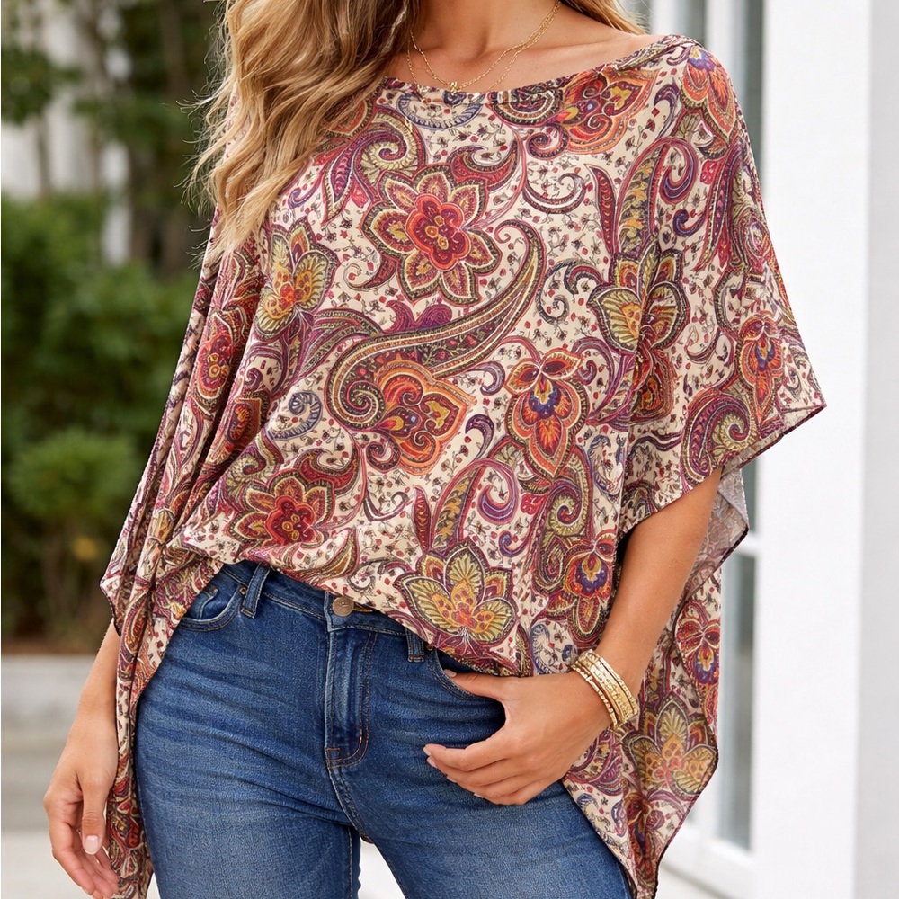 Paisley Print Women's poncho top